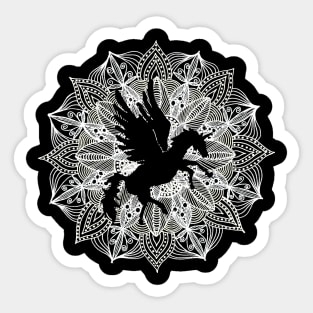 White Mandala Circle Unicorn Pegasus Sticker